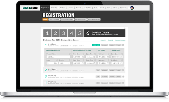 Team Sports HQ registration