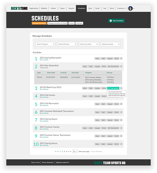 Dick's Sporting Goods TSHQ - Scheduling