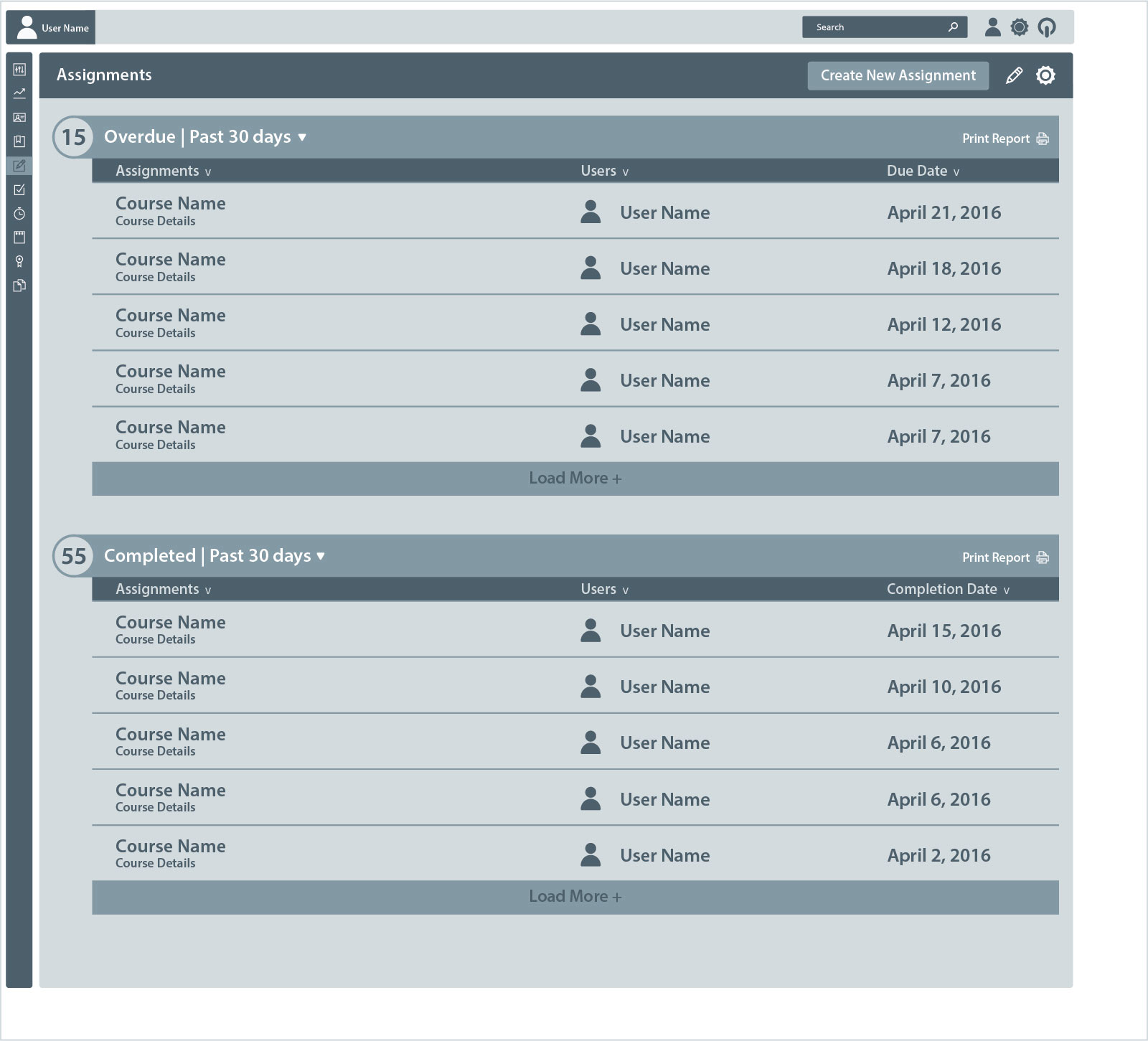 New Dash Wireframes